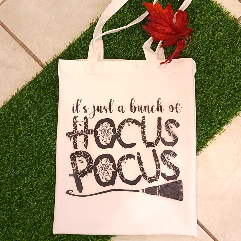 HOCUS POCUS Themed White Canvas shoulder Tote